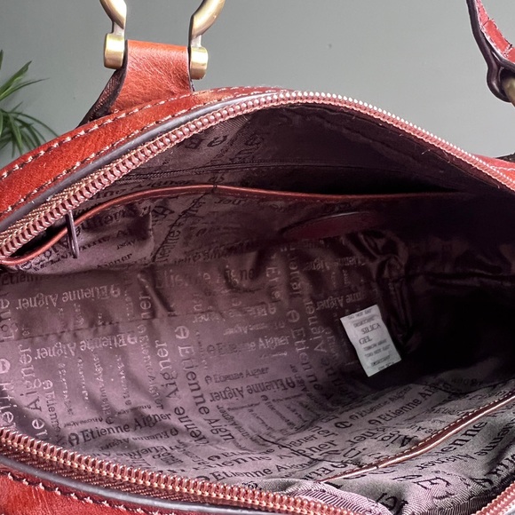 Etienne Aigner Rich Brown Leather Bag with Gold Hardware - Picture 9 of 9